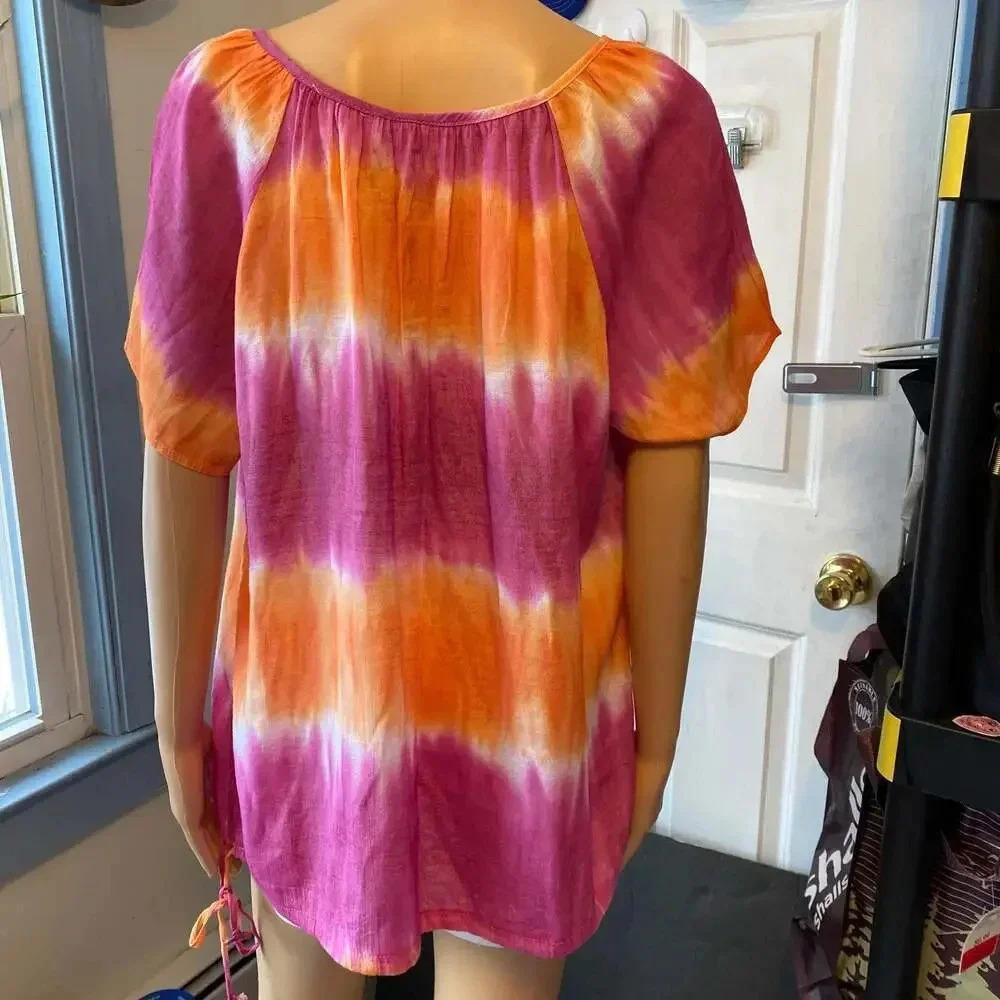 St John’s Bay Multi color lightweight blouse women size PXL - Picture 2 of 4
